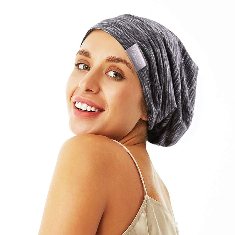 ELIHAIR Beanie Sleep Hats Bonnet for Night Sleeping Cap Silky Lined Satin Bonnet with Adjustable Elastic Band for Women Girls Curly Frizzy Hair Cover(Regular Grey Pale) - Image 3